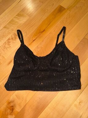 Amazon L black sequin crop top ONLY WORN ONCE!!!
